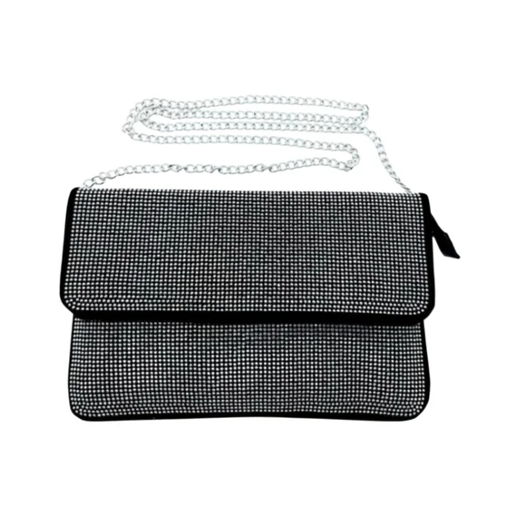 Badgley Mischka LUX Rhinestone & Black Velvet Envelope Clutch - Picture 8 of 9